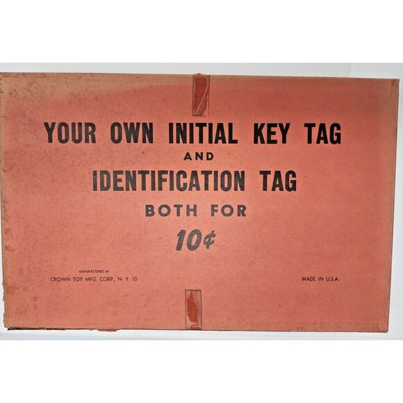 Vintage Crown Toy MFG Corp Initial Identification Key Tag Display Box Empty U127 - Picture 7 of 9